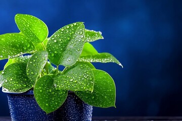 Aufkleber - A vibrant 3D rendering of eucalyptus leaves with dewdrops glistening under morning light