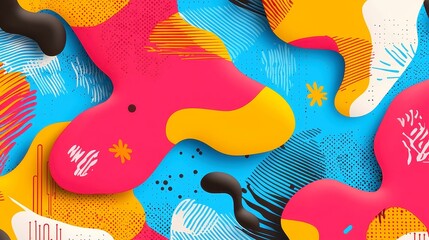 Poster - Vibrant Summer Abstract, a lively and colorful pattern that captures the essence of summer, perfect for backgrounds, wallpapers, and creative illustration projects.