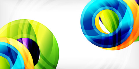 Poster - Bright colorful circles with light effects. Abstract background