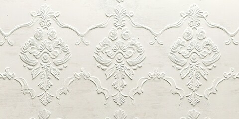 Poster - Elegant white textured wall with intricate patterns designed for interior decoration and aesthetic appeal in modern spaces