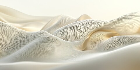 Poster - Soft flowing fabric creates a delicate texture in neutral tones under gentle light
