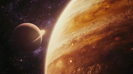 Poster - A stunning view of planets in space, showcasing their colors and rings against a starry backdrop.