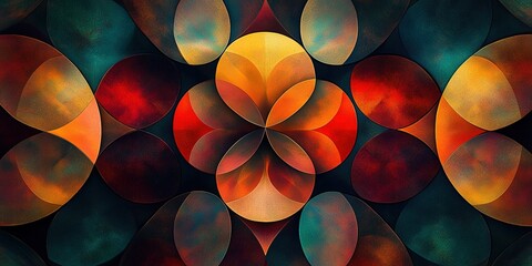 Poster - Colorful abstract design featuring circular patterns and warm hues in a modern style