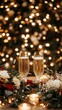 © Iswanto - Two champagne flutes surrounded by flowers and soft lights, evoking celebration and joy.