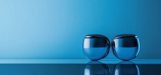 Aufkleber - Two sleek blue containers with reflective surfaces on a gradient background.