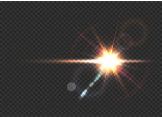 Wall Mural - vector sun lens flare. glow translucent sunlight special lens flare light effect on transparent back