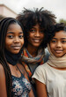 © Go - Portrait of multi-ethnic group of 3 beautiful young People., cinematic, with white tones