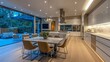 © VINA - Modern kitchen with sleek design, open layout, and outdoor view.