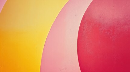 Poster - Abstract colorful curved shapes in yellow, pink, and red, creating a vibrant design.