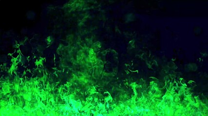 Wall Mural - background of mystical green flames burning