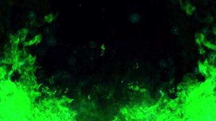 Wall Mural - background of mystical green flames burning