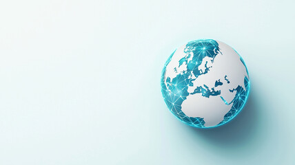 Poster - glowing Earth globe with blue network design, symbolizing global connectivity and technology. continents are highlighted, showcasing modern digital representation