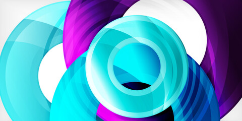 Poster - Bright colorful circles with light effects. Abstract background