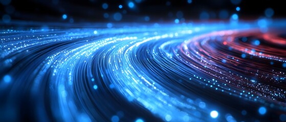 Poster - Abstract Digital Background with Flowing Lights in Blue and Red Tones Creating a Unique Bokeh Effect for Creative and Futuristic Concepts