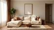 © Ana River - Cozy living room with comfortable sofa, decorative pillows, table and flowers in 2025 tones - Mocha Mousse