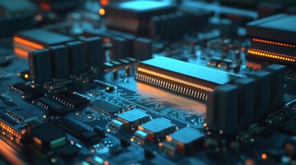 Aufkleber - Close-up view of a circuit board with illuminated components, showcasing technology and design.
