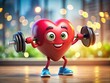 © Adisorn - Heart Character Fitness Activity - Cartoon Architectural Photography