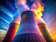 © Adisorn - Industrial Cooling Tower Fashion Photography, Steam, Modern Style, Abstract
