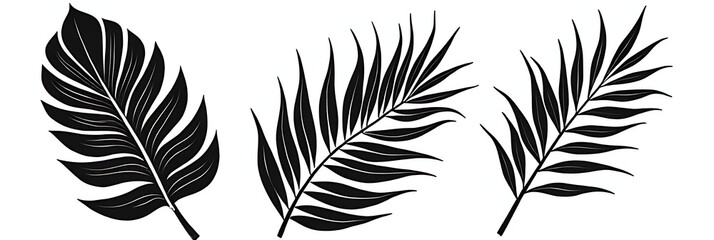 Poster - Tropical leaves in a minimalist design with a black and white color scheme, evoking a natural and creative artistic vibe._00002_