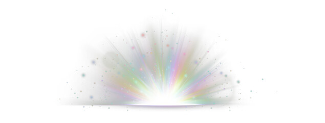 Wall Mural - crystal explosion png. glowing bright the effect of a bright rainbow flash of light on a transparent