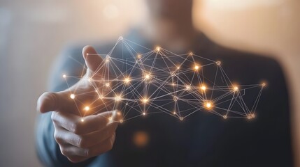 Poster - Hand Interacting With A Network Of Connections
