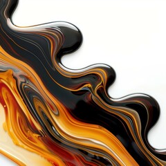 Aufkleber - Fluid art texture showcasing black and gold paint mixing, creating a beautiful marble effect with swirls and waves