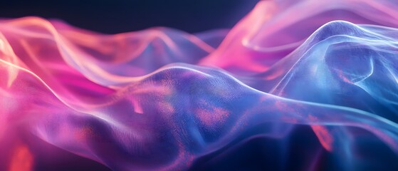 Poster - Ethereal Waves of Colorful Light Flowing in Gradients and Textures Creating a Dreamlike Abstract Background for Creative Projects and Designs