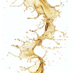 Poster - Golden liquid splashing against white background, creating dynamic and elegant shapes