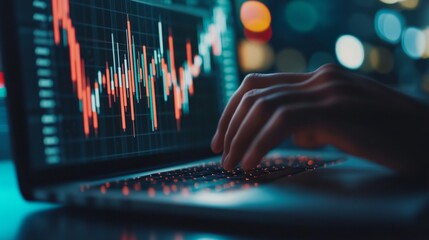 Poster - Market analysis insights financial data visualization urban office space digital graphics nighttime analytical trend analysis