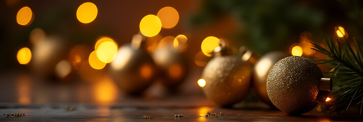 Aufkleber - Golden ornaments shine brightly on a dark background amidst festive Christmas and Xmas celebration concepts throughout winter season._00001_
