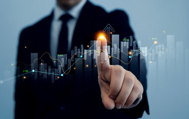 Aufkleber - Stock market chart, exchange financial growth diagram.Analysis finance grow graph and market investment. Financial business plan,earnings,sale and strategy. 