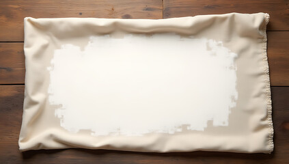 Poster - Fabric or napkin placed on a wooden table with a clipping path for use as a design element or background image._00001_