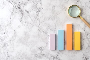 Poster - A flat, abstract representation of a bar graph and a magnifying glass, signifying data evaluation, in soft pastel colors on a plain canvas