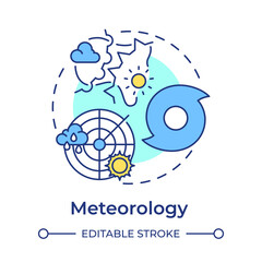 meteorology multi color concept icon. studying data for weather forecasting. atmospheric science. ro