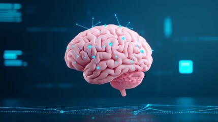 Poster - The digital brain represents machine learning and stock prices.