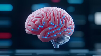 Poster - Stocks and machine learning are represented by a digital brain.