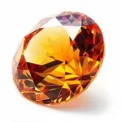 Poster - Sparkling orange gemstone with facets reflecting light on a white background