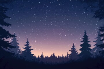 Starry Night Canopy: Deep Forest Silhouettes Against a Cosmic Sky