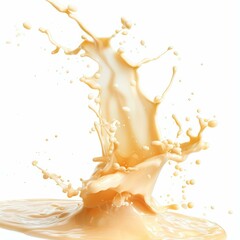 Poster - Caramel liquid splashing and making a crown shape against white background