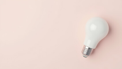Poster - A white lightbulb sits on a soft pastel background, symbolizing ideas, creativity, inspiration, and concept in a flat lay composition._00002_