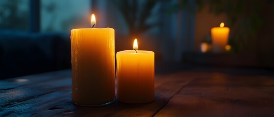 Poster - Soft Glow of Candlelight in a Serene Indoor Setting Creating a Cozy and Warm Atmosphere Perfect for Relaxation and Meditation Experiences