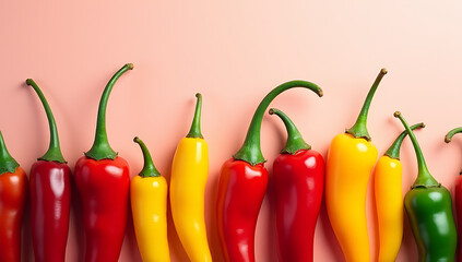 Poster - A vibrant display of exotic chillies against a soft pastel background adds warmth and visual interest to any setting._00002_