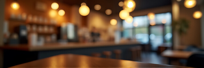 Aufkleber - A trendy cafe features a blurred coffee shop background with abstract bokeh lighting creating an artsy atmosphere and vibe._00002_