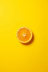 Poster - A summer idea featuring an orange slice placed on a vibrant yellow background is quite visually appealing overall._00001_