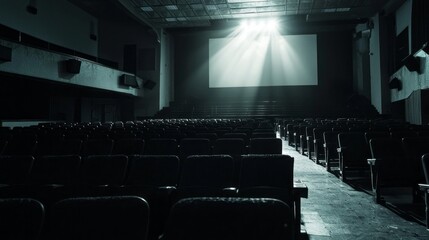 Poster - A dark movie theater with empty seats