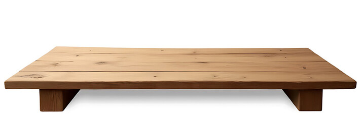 Poster - A photo of a wooden table with a selective focus, isolated on a white background as a transparent PNG file._00002_