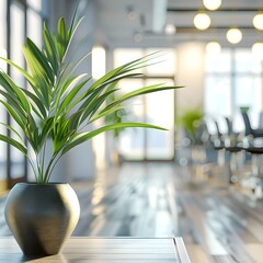 Poster - Modern Office Space with Green Plants in Background