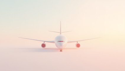 Poster - A model airplane sits on a soft pastel colored background, creating a serene and peaceful aviation themed scene._00001_