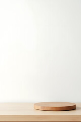 Aufkleber - A minimalist wooden table top sits on a clean white background suitable for product display in a creative montage setup._00002_