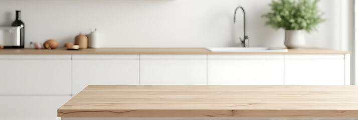 Aufkleber - A minimalist kitchen design features a wood countertop with end grain texture on a clean, white surface._00001_